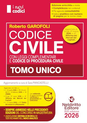Codice civile e di procedura civile e leggi complementari 2026 normativo per il concorso in Magistratura. Tomo unico