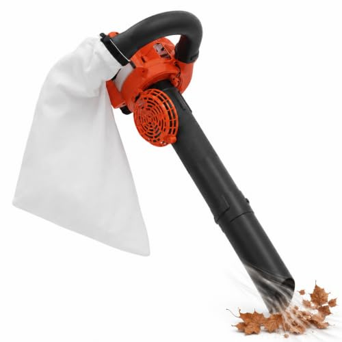 Souffleur et aspirateur, aspirateur à feuilles à essence sans fil 3 en 1, déplacement 25,4 cc, 0,75 kW/7500 tr/min, 7000 tr/min, silencieux, 0,13 m³/s, flux d'air pour nettoyage de pelouse, poussière