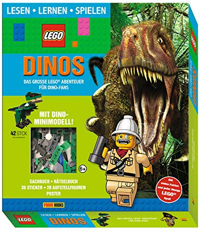 LEGO®: Dinos Das große LEGO® Abenteuer für Dino-Fans (Lesen, Lernen, Spielen): Geschenkbox mit Sachbuch, Rätselbuch, 1 Poster, 1 Stickerbogen, 20 ... Pappe und LEGO® Dino-Minimodell (42 Elemente)