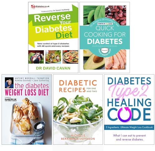 Reverse Your Diabetes Diet, Quick Cooking For Diabetes, The Diabetes Weight Loss Diet, Diabetic Recipes For One And Two, Diabetes Type 2 Healing Code 5 Books Collection Set