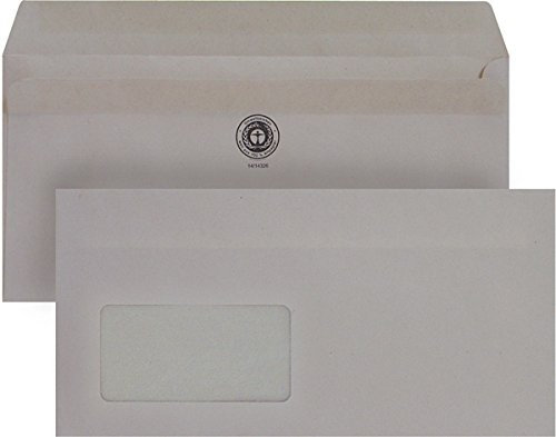 Büroring Briefumschlag DL mit Fenster SK Recycl. grau 75g