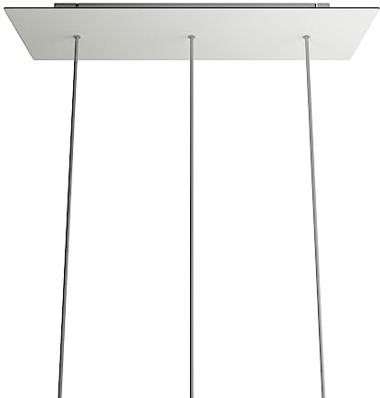creative cables Rosone XXL rettangolare bianco linea Rose-One (serracavo conico, dibond bianco opaco, 3 fori e 6 fori laterali) – Per lampadari e sospensioni multiple