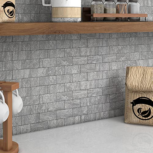 BeNice Kitchen Stick on Tiles Self Adhesive Brick Grey 5pcs