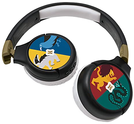 Lexibook - Warner Harry Potter - 2-in-1 Audio-Kopfhörer mit Bluetooth und Kabel, Stereo, drahtlos, verkabelt, begrenzter Klang, faltbar, verstellbar, wiederaufladbare Batterie, schwarz/grau, HPBT010HP