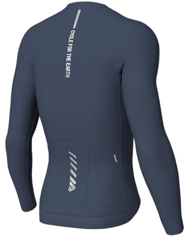 Wulibike Rennrad Trikot Herren Langarm，Langarm Fahrrad Shirt Fahrradbekleidung Mit 3+1 Rückentaschen UPF 50+ Durchgehendem Reißverschluss,Grau-blau M