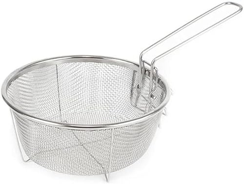 HITOPSELLER Cestello per frittura in Acciaio con Manico Pieghevole Tonda Quadrata setaccio (Tonda)