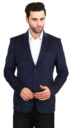 WINTAGE Blazer en velours côtelé pour homme, Bleu 2, 36