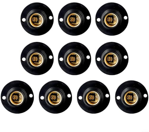 HEBEOT 10 Stück Set Mit Zehn E14-Schraubfassungen Lampenfassung Adapter Konverter E14 Fassung Lampenadapter Lampensockeladapter Für Einsatz Mit Kleinen Power-Lampen (Schwarz)