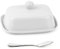 AZKEEGREY Large Ceramic Butter Dish with Lid and Butter Knife, Rectangular Butter Storage Container, Porcelain Butters Dish for Countertop Kitchen Restaurant, White