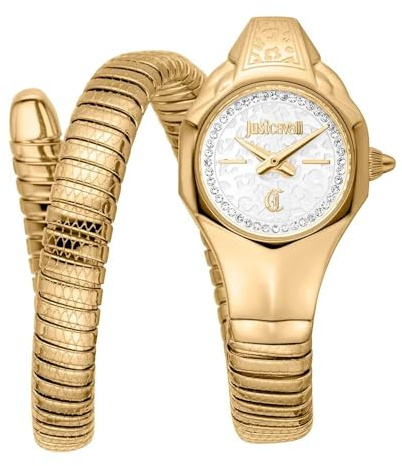 Just Cavalli Damenuhr Analog Quarz mit Edelstahlarmband JC1L354M0025, Silber/schwarz, Mode