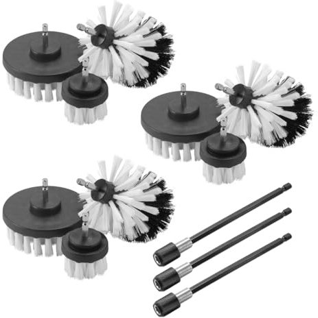 STAHLWERK 3 cabezales de cepillo para destornilladores inalámbricos y taladros, cepillos de limpieza, pulido y detalles con puntas estándar, incluye adaptador de extensión