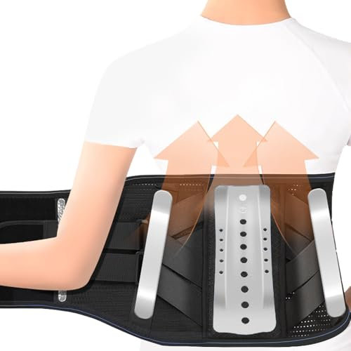 FDEETY Fascia Lombare Ortopedica Professionale Doppia Stecca Metallica Supporto Schiena Regolabile Traspirante Postura Corretta Taglia Xxl