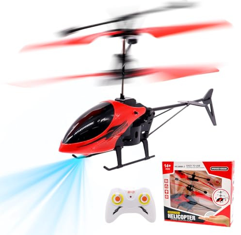 WFKKMEQ Remote Control Helicopter for Kids, RC Helicopter Toys, One Key Take Off and Landing, Easy to Fly Indoor and Outdoor Radio RC Flying, for Age 3+ Kids Party Gifts (Red)
