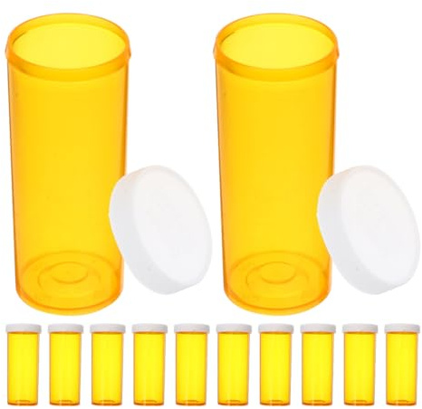 GARVALON Contenitori per Pillole di Plastica da Viaggio, Set da 12 Bottiglie Vuote Portapillole con Sigillo Protettivo, Organizer Compatti e Leggeri per Farmacia e Uso Quotidiano