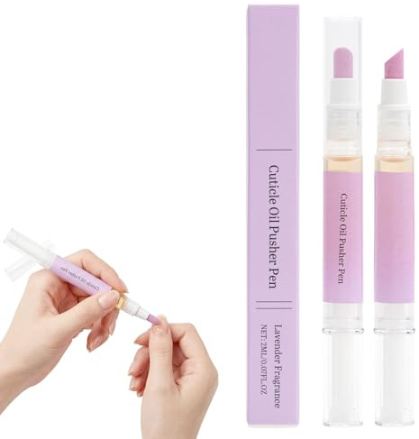 2 en 1 empujador de cutículas con punta de cerámica, aceite para cutículas para uñas secas dañadas, lápiz de aceite para uñas postizas