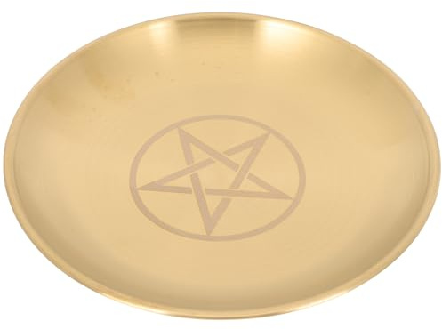 Alasum Bandeja Cristal Decorativa para Velas de Altar, Plato Portavelas Redondo de Cobre Dorado, Multiusos Bordes Redondeados para Ceremonias y Hogar