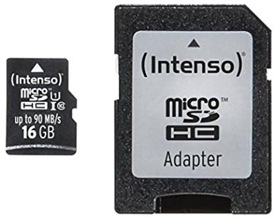 Intenso Professional Scheda di Memoria microSDHC da 16 GB Class 10, UHS-I U3, V30, fino a 100 MB/sec (con Adattatore SD), Nero