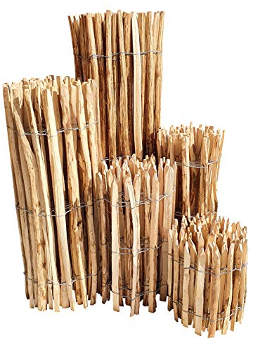 Staketenzaun Haselnuss - 60 x 500 cm (Lattenabstand 3-5 cm) - Roll-Zaun mit gut gespaltenen Staketen - Natur Haselnusszaun als Gartenzaun oder Teichumrandung