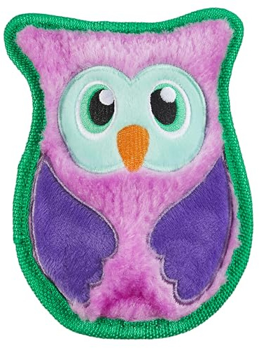 Outward Hound Durablez Tough Plush Squeaky Dog Toy, Owl, Purple, XS