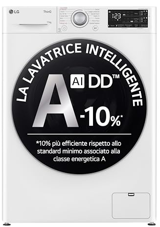 LG AI DD F4R3711NSWS Waschmaschine 11 kg, Frontlader, Serie R3, Waschmaschine Klasse A -10%, 1400 Umdrehungen, Selbstdosierung, Dampfwäsche, WLAN, freie Installation, Weiß