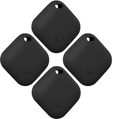 BuLuHAHA Key Finder, Bluetooth Tracker Works with Apple Find My (iOS Only) (F02-Black, 4 Pack)