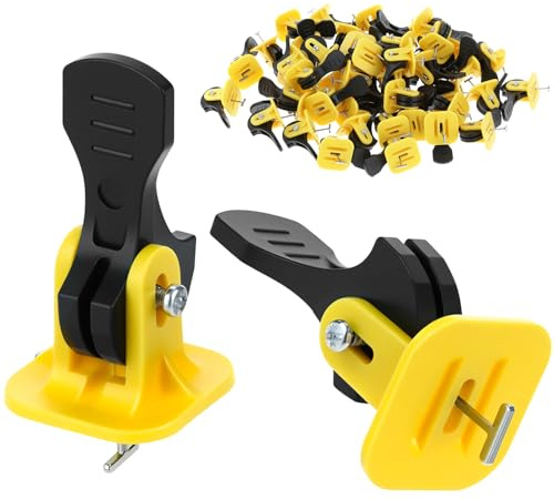 QWORK Kit di livellamento per piastrelle, 100 livellatori riutilizzabili, composti di livellamento del pavimento da 1/8, strumenti per piastrelle in acciaio, per fessure da 2 mm a 4 mm, spessore