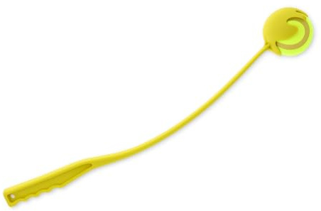 Luxy Line Dog Ball Launcher, Tennis Ball Thrower with Long Handle, Hands Free Pick Up for Pet Exercise, Chase Fetch Game, Ball Included, 50cm, Random Colour (Yellow)
