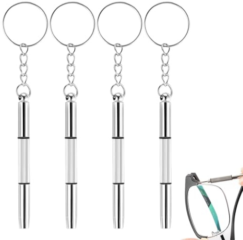 DOKRIN Accessoires pour lunettes, Lot de 4 tournevis à lunettes 3 en 1 à double tête, mini tournevis de poche multifonctionnel pour la réparation de lunettes et de lunettes de soleil