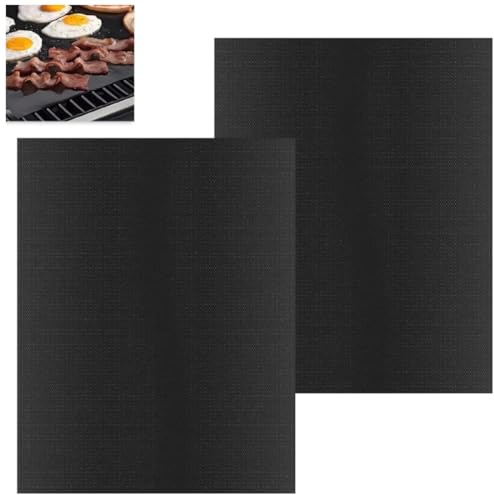 MIRKUZI Tapetes para hornear, 2 Alfombrillas de silicona para horno de 40 x 50 cm, alfombrillas para horno microondas, negras, reutilizables, aptas para asar, carne y más. Verduras