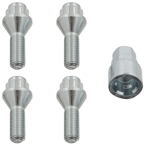 febi bilstein 27049 1 Satz Radschrauben abschließbar M12 x 1,5 x 28 SW17+19mm Kegelbund