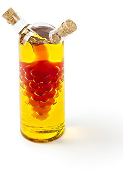 Fox Run 7050 Run Grape Motif Oil and Vinegar Cruet Dispenser Bottle, Clear Borosilicate Glass