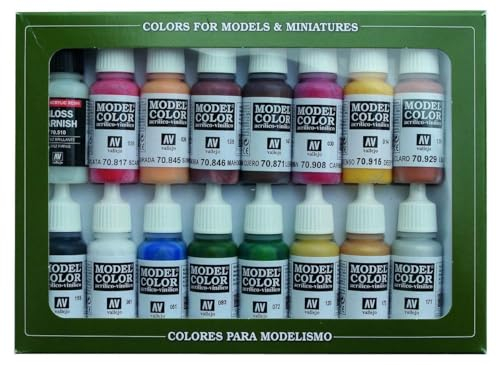 Model Color Acrylfarben-Anfänger-Set von Vallejo, Acryl in verschiedenen Farben (16-teilig)