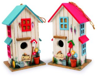 small foot Vogelhaus Villa Kunterbunt, aus Holz, wetterfest Dekoration für Balkon, Garten oder Terrasse, 2-teilig, 6587