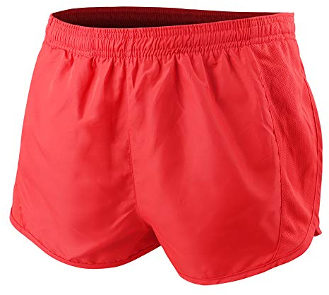 Muscle Alive Herren Sport Running 1 Elite Teilt Laufen Kurze Hose mit Seite Mesh Panel Schnell Trocken Shorts Rot L