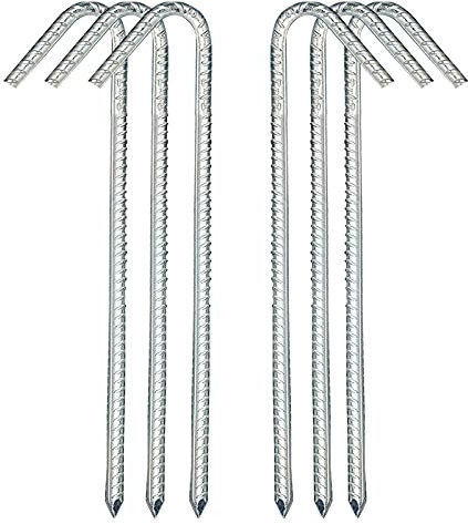 Ground Stakes, Steel Tent Nails Pins Garden Staples Anchors Metal Heavy Duty Ground Rebar Pegs Landscape Gardening Stake for Camping Tents Trampoline Fence (12 inch,6pack)
