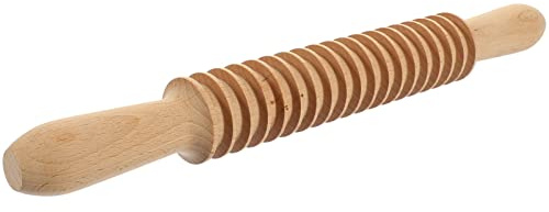 Luxshiny Wooden Rolling Pin Engraved Noodle Lattice Roller Spaghetti Cutter Multi-Function Pasta Maker Kitchen Cooking Tool for Baking Pastry Fondant