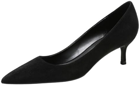 Jamron Damen Samt 5CM High Heels Elegant Spitze Zehen Pumps Büro Arbeitsschuhe Schwarz SN0711129-1 EU39.5