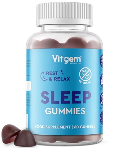 Vitgem Sleep 60 Gummies - Natural Sleep Aid for Adults with Ashwagandha & Magnesium – Sugar Free Blueberry Flavored Vegan Gummies for Relaxation, Restful Sleep and Sound Asleep