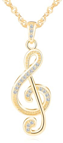 MICGIGI Collier pour femme en argent sterling 925 - Pendentif en forme de note de musique - Zircon cubique, argentée