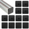 Azlanway Tapones de extremo para perfil de aluminio, 12 tapas de plástico negras, tapones de protección para perfiles de aluminio, bastidores de muebles, construcciones, talleres
