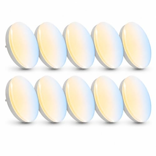 Maxkomfort 10er Set LED Leuchtmittel GX53 6W & 540lm – Lichtfarbe umschaltbar: Warmweiß, Neutralweiß, Kaltweiß (3000K/4000K/6500K) – Spot Ø74mm – 230V, nicht dimmbar