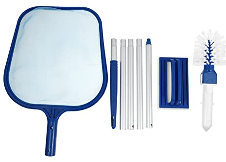 SOIMISS Kit de Nettoyage pour Piscine avec Épuisette et Brosse Râteau Écumoire pour Spas Bassins et Petites Piscines Hors Sol