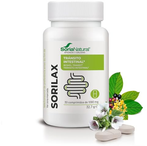 Soria Natural Sorilax - Complemento Alimenticio para el Tránsito Intestinal con Sen, Cáscara Sagrada, Ciruela, Malvavisco y Hinojo - 30 comprimidos