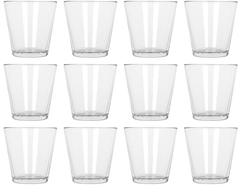 Argon Tableware Water Glasses Set of 12-250ml Clear Drinking Tumblers - Straight-Sided Everyday Glassware for Water Juice Cocktails - Durable Soda Lime Glass