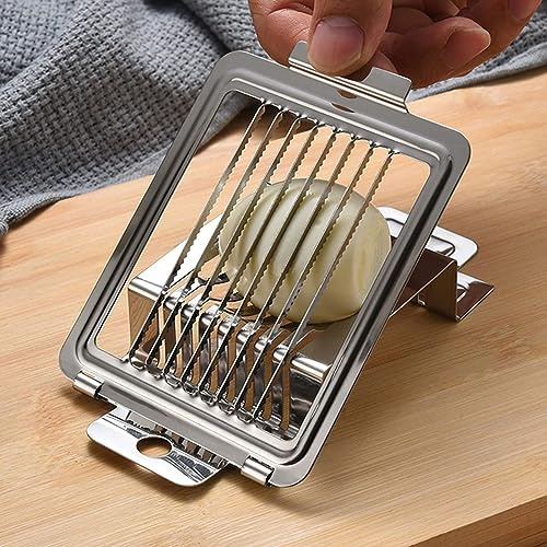 OVAQUIXI Äggskärare Fruktskärare Rostfritt Stål Multifunktionsköksverktyg Hårdkokta ägg Bananer Jordgubbar Kiwi Diskmaskinssäker Tandat blad for Kok och Skär