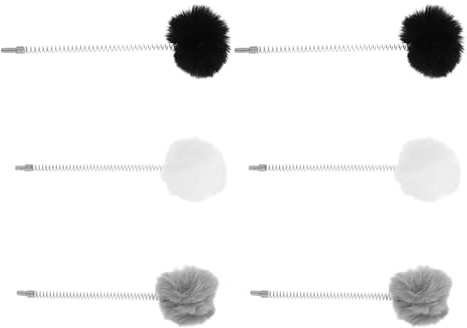 Totority Balones Saltarinas para Gatitos 6 Piezas Bola de Peluche de Imitación de Conejo y Resorte, Accesorios para Árboles de Gatos, Juguetes Colgantes para Puerta, Juego