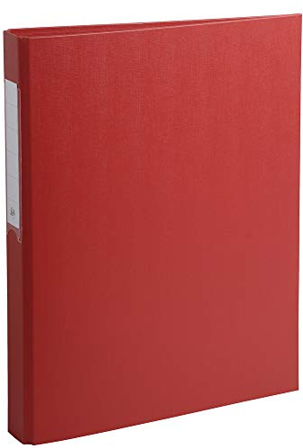 Exacompta 54385E 10er Pack Ringbücher 2 Ringe Füllhöhe 25mm, Rücken 40mm, aufgeklebtes Rückenschild, für DIN A4 Kunststoffbezug aussen und innen, rot