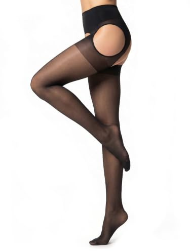 GLAMORY Collant jarretière Plaisir Ouvert 20 Noir 4XL