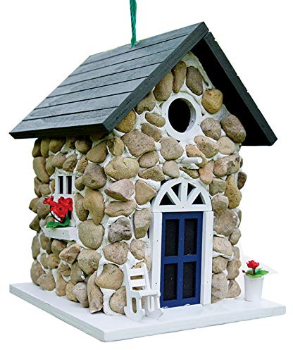 Dehner Natura - Caja Nido para pájaros Silvestres (32 mm, 24,6 x 18,5 x 20,5 cm, Madera/Piedra)