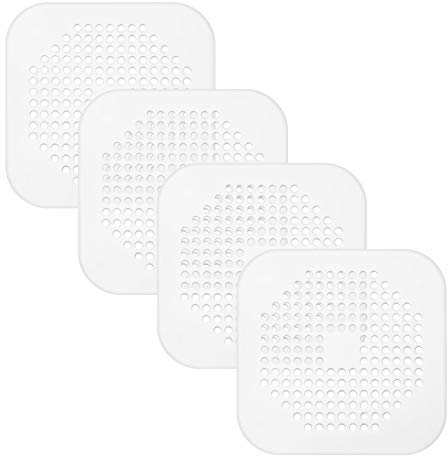 4 Pcs Sink Strainer Protector, Silicone Shower Drain Covers with Scuker, Bath Plug Hair Trap, Drain Hair Catcher for Showers, Bathtub, Kitchen, Bedroom Strainer Filter Trap (white)